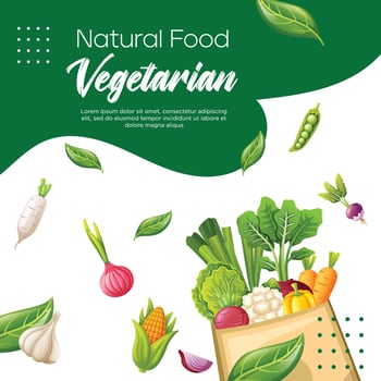 Social media post vegetarian food template design vector