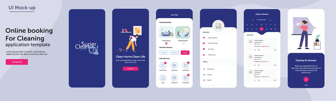 online booking for cleaning app vector  template