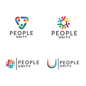 Unity logo icon vector template. A unity logo with symbols of several people packaged simply.