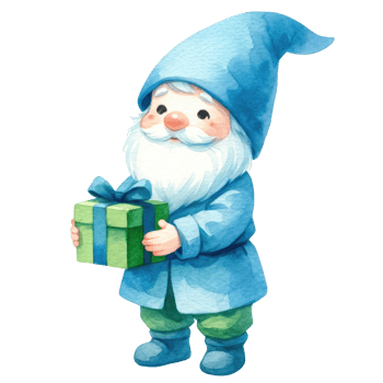 AI generated illustration of a cute gnome with a blue dress in valentine's day. png