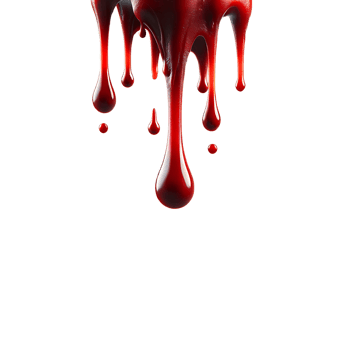 AI generated Blood Dripping Meltdown and Splash with Droplets. PNG Transparent Background