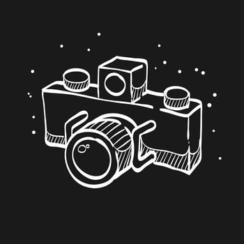 Panorama camera doodle sketch illustration vector