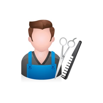 Hair stylist avatar icon in colors. vector
