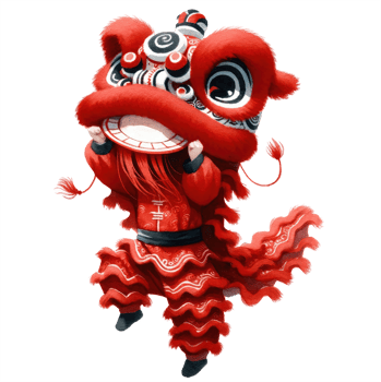 AI generated Chinese New Year Cute lion dance isolated png