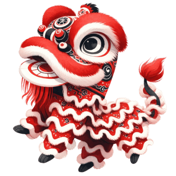AI generated Chinese New Year Cute lion dance isolated png