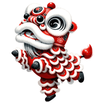 AI generated Chinese New Year Cute lion dance isolated png