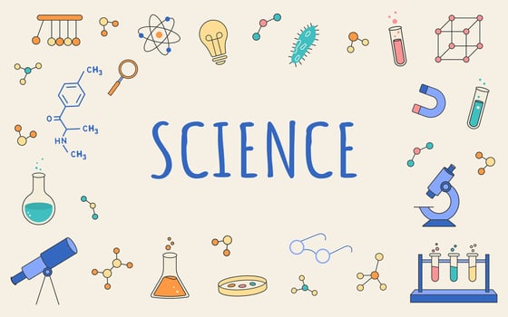 Science web banner. Chemistry laboratory poster, book cover for studying. Back to school poster. High quality vector illustration.