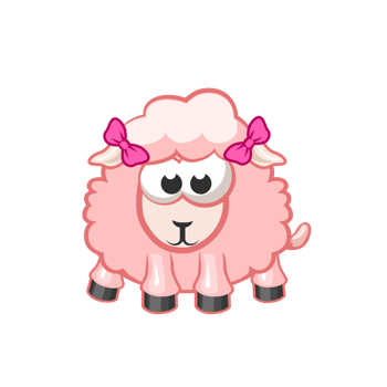 Cartoon pink sheep girl wearing hair bow png