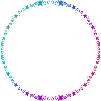 colorful star circle frame. Wreath ring border. Isolated with transparent background png