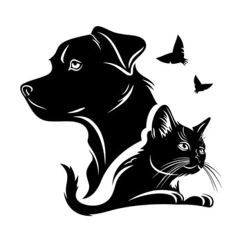 AI generated Simple Cat and Dog Logo. Vector Illustration