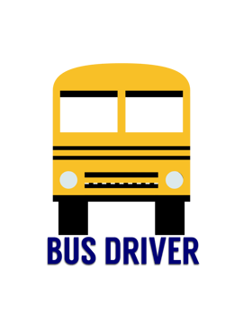 Illustration of a Yellow School Bus. with Bus Driver Typography png