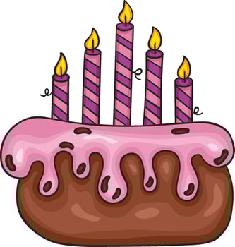 Birthday cake with candles in doodle style vector