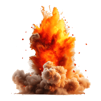 AI generated Intense fire and dust explosions isolated on transparent background, earthquake, and urban disaster concept- a dramatic representation of danger and emergency response png