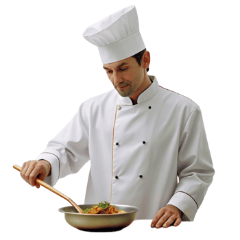 AI generated chef cook in uniform intent on preparing recipes- png