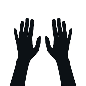 Back side of hands silhouette. Vector illustration