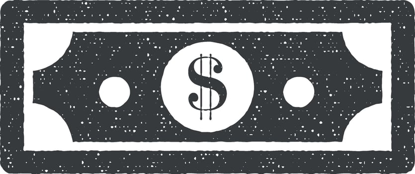 dollar bill vector icon illustration with stamp effect