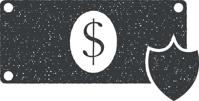 dollar shield vector icon illustration with stamp effect