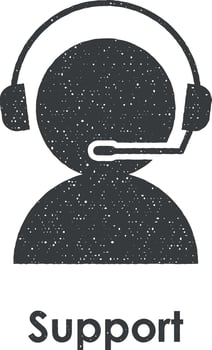 user, headphones, support vector icon illustration with stamp effect