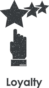 hand, stars, loyalty vector icon illustration with stamp effect