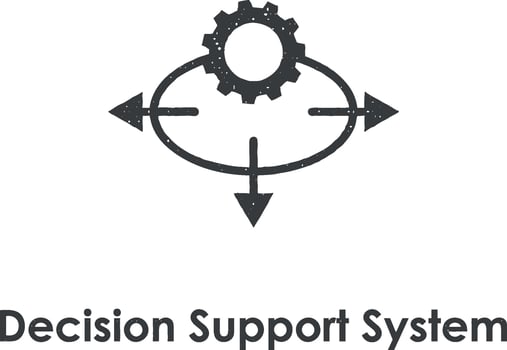 arrows, decision support system vector icon illustration with stamp effect