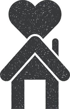 Charity, architecture and household vector icon illustration with stamp effect