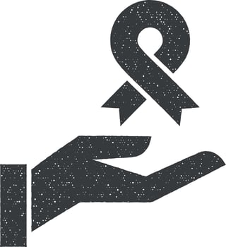 Charity, aids vector icon illustration with stamp effect
