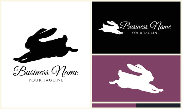 silhouette vector rabbit logo template