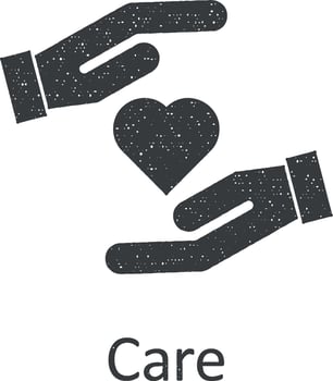 Friendship, care icon vector illustration in stamp style