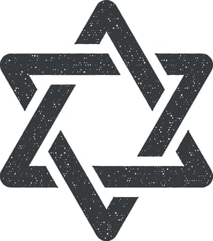 Star of David icon vector illustration in stamp style