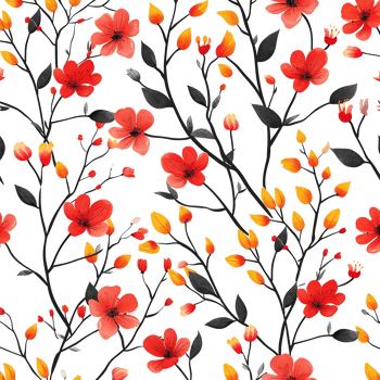 AI generated Lovely Red floral seamless pattern isolated on transparent background png