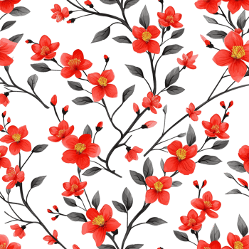 AI generated Lovely Red floral seamless pattern isolated on transparent background png