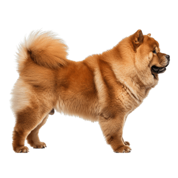 AI generated Side view of a brown furred Chow Chow dog on a transparent background. png