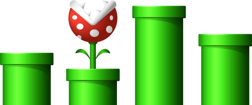super mario pipes and Piranha Plant vector