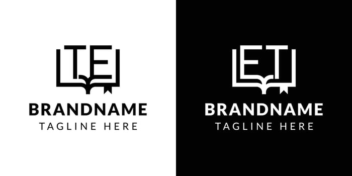 Letters TE and ET Book Logo, suitable for business related to book with TE or ET initials vector