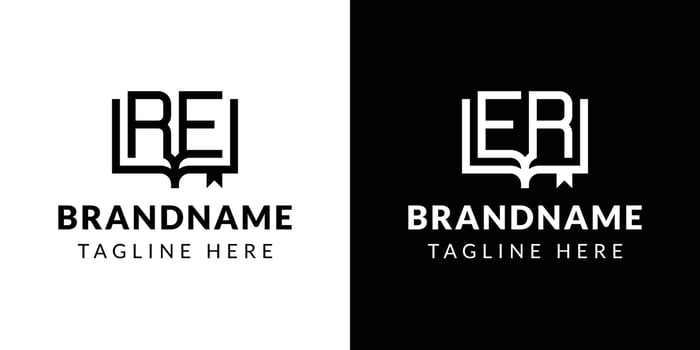 Letters RE and ER Book Logo, suitable for business related to book with RE or ER initials vector