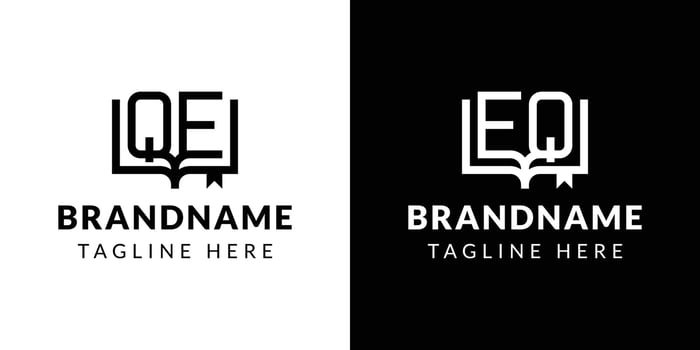 Letters QE and EQ Book Logo, suitable for business related to book with QE or EQ initials vector