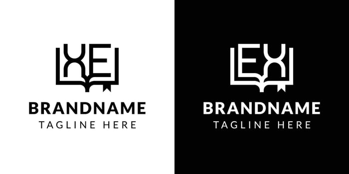 Letters XE and EX Book Logo, suitable for business related to book with XE or EX initials vector