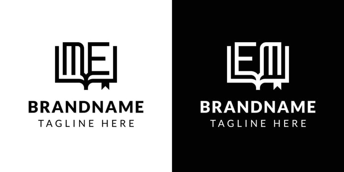 Letters ME and EM Book Logo, suitable for business related to book with ME or EM initials vector