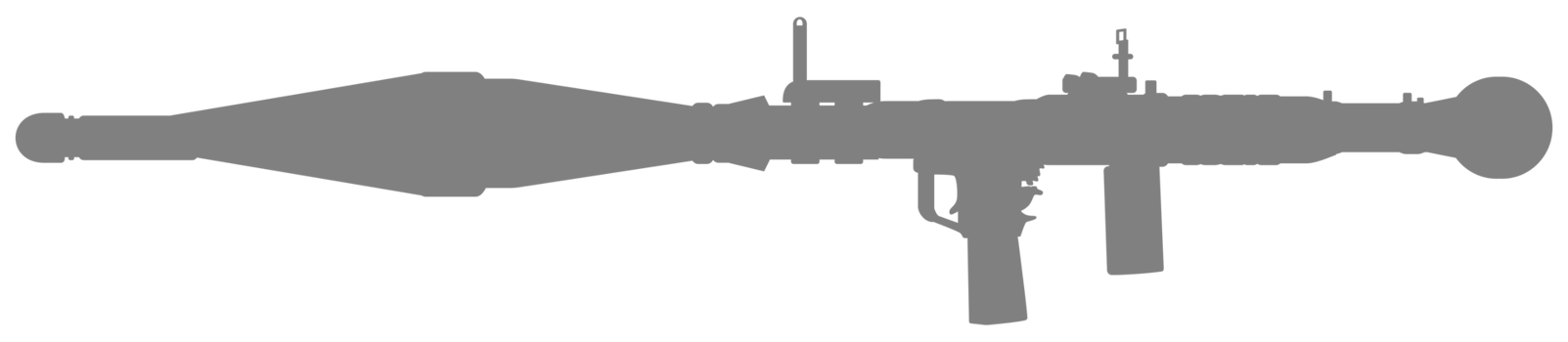 Silhouette of the Bazooka or Rocket Launcher Weapon, also known as Rocket Propelled Grenade or RPG, Flat Style, can use for Art Illustration, Pictogram, Website, Infographic or Graphic Design Element png
