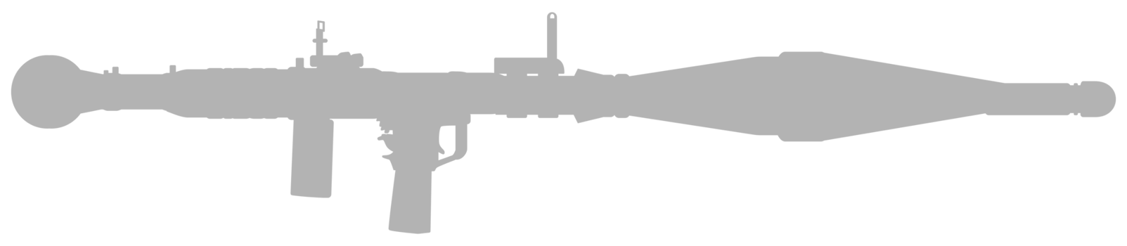Silhouette of the Bazooka or Rocket Launcher Weapon, also known as Rocket Propelled Grenade or RPG, Flat Style, can use for Art Illustration, Pictogram, Website, Infographic or Graphic Design Element png