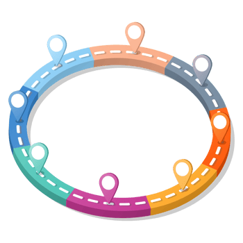 3D Road way infographic circle of 8 steps and business icons for finance process steps. png