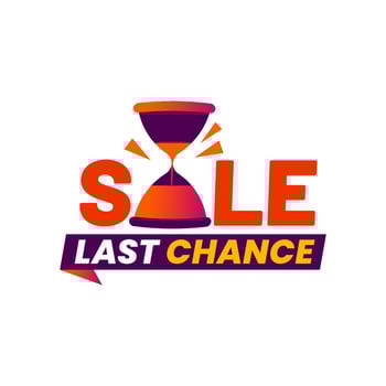 Last chance sale offer countdown hourglass icon vector