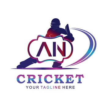 AN Cricket Logo, Vector illustration of cricket sport.