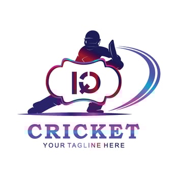 IQ Cricket Logo, Vector illustration of cricket sport.
