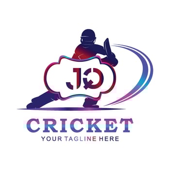 JQ Cricket Logo, Vector illustration of cricket sport.