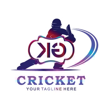KG Cricket Logo, Vector illustration of cricket sport.