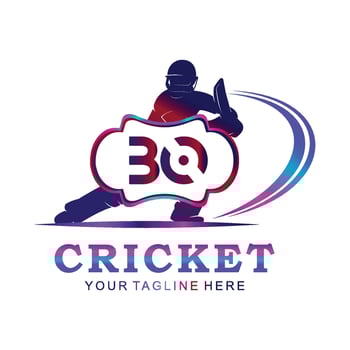 BO Cricket Logo, Vector illustration of cricket sport.