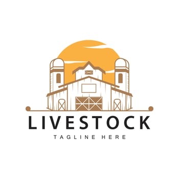 Farm barn logo vector warehouse simple minimalist vintage old village templet illustration