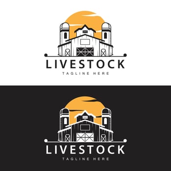 Farm barn logo vector warehouse simple minimalist vintage old village templet illustration