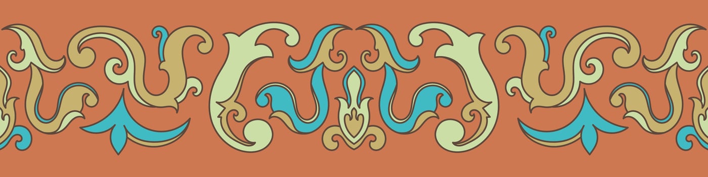 vintage scrolling flowers horizontal seamless border vector